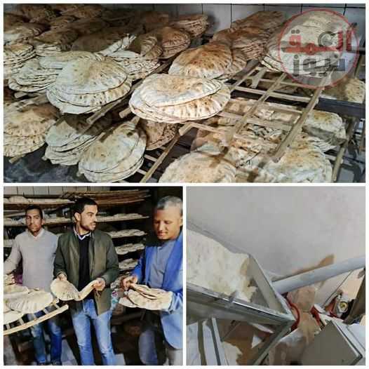 ضبط ٩ طن دقيق داخل مصنع بدون ترخيص و تحرير ١٢ محضر لمخابز بلدية المخالفة